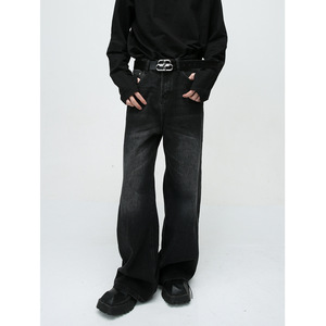 Vêtements pour hommes |   Nouvelle Collection Automne <span class=keywords><strong>2023</strong></span> : Jean en Denim Coupe Bootcut Léger Taille Mi-Haute Style Américain Vintage Délavé <span class=keywords><strong>Tendance</strong></span> - Product Image 2