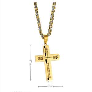 قلادة فاخرة بتصميم هندسي على شكل صليب من الفولاذ المقاوم للصدأ 316 مطلية بتقنية PVD للنساء والرجال <span class=keywords><strong>2026</strong></span> بالجملة - Product Image 2