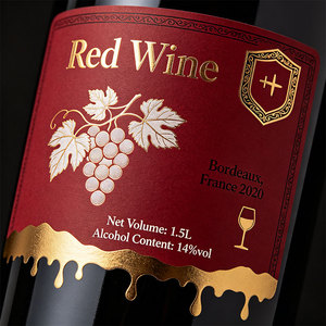 Etichette Adesive Personalizzate per <span class=keywords><strong>Vino</strong></span> <span class=keywords><strong>Rosso</strong></span>, Decalcomanie per Bottiglie con Stampa UV in Rilievo e Lamina Oro Rame - Product Image 3