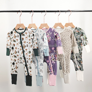 مخصص مطبوعة محبوك الخيزران رومبير ODM حديثي الولادة Onesie منامة مع اتجاهين سحاب مريح لليد بيجامة الطفل - Product Image 1