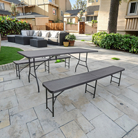Table pliante noire portable de 6 pieds mobilier d'extérieur pour cour hôpital salle à manger entrepôt salle de sport en plastique