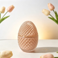 C&H Promotion Exceptionnelle : Pot à Bonbons Coquille d'Œuf de Luxe pour Décoration Intérieure, Couvercle Multifonctionnel à Rayures Cristallines, Bougies Parfumées, Coffret Cadeau