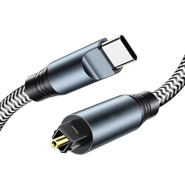 Customized USB C to Optical Fiber Audio Cable (5FT) with Braided Design for Computer Phone Audio Equipment