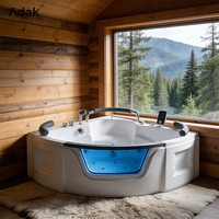Baignoire triangulaire autoportante en acrylique pour intérieur, avec massage à air et drain intégré, écologique, moderne, blanche