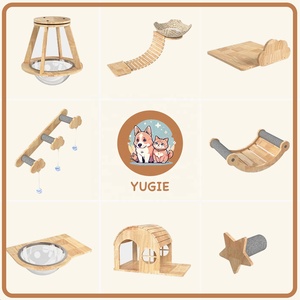 Casa de Villa de gato de <span class=keywords><strong>madera</strong></span> maciza de lujo con ruedas, plataforma de varios niveles, rascadores, vista panorámica, recinto interior - Product Image 6