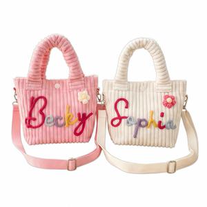 Personalised Handbags, Handmade Embroidered Corduroy Tote <b>Bag</b>, Back to <b>School</b> Gift, Travel Crossbody <b>Bag</b> - Product Image 1