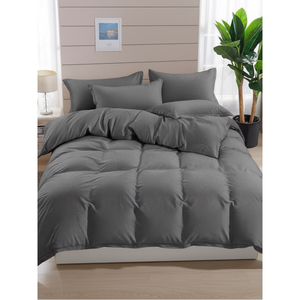 ชุดเครื่องนอนลายทางสีเทา ผ้าฝ้ายพรีเมียม เนื้อสัมผัสนุ่ม ทนทาน ชุดเครื่องนอนทันสมัยสำหรับห้องนอน ขายส่ง ผู้ผลิต OEM - Product Image 2