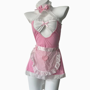 Ensemble de lingerie sexy pour femme, style femme de chambre, écologique, respirant, mignon, avec soutien-gorge, jupe et <span class=keywords><strong>tablier</strong></span> <span class=keywords><strong>coquin</strong></span>, style Kawaii Anime Cosplay, pour fêtes, taille XL - Product Image 6