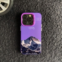 Coque de téléphone Montagne Flamme Rouge et Bleue pour iPhone 17 16 15 Pro Max 14, coque iPhone 17 gravée au laser motif montagne