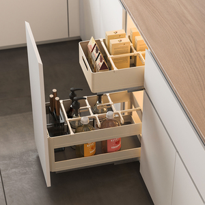 TY Storage Tiroirs de rangement de <span class=keywords><strong>cuisine</strong></span> modernes et écologiques avec séparateurs rotatifs réglables, base antidérapante et fermeture douce, couleur champagne - Product Image 1