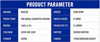 Machine à coudre industrielle à lit plat manuelle à grande vitesse à double aiguille à point de chaînette MC 3800-2PL avec tire-fil pour usage domestique – Nouvelle