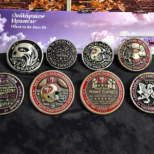 Moneda Conmemorativa Personalizada de 40 mm de los <span class=keywords><strong>San</strong></span> <span class=keywords><strong>Francisco</strong></span> 49ers, de Hierro Fundido con Serigrafía, Bañada en Níquel Negro, Recuerdo Metálico - Product Image 2