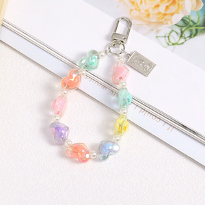 Porte-clés en alliage acrylique multicolore en forme de cœur, style tressé simple, pour clés de voiture, breloque de sac, pendentif, nouveauté populaire, vente chaude - Product Image 3