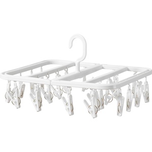 Foldable Plastic Bathroom Towel Drying Rack with Cloth Socks <b>Hook</b> <b>Clip</b> Clothes & Accessories Hanging Frame Coat Racks - Product Image 1