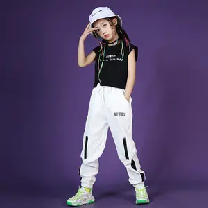 ガールズジャズダンス2021子供用セットハイウエストクロップファッションストリートダンス服モデルキャットウォークトレンド