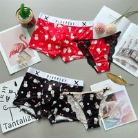 Ensemble de sous-vêtements assortis pour couple, caleçons pour homme et string pour femme avec imprimé lapin, rouge, cadeau du Nouvel An lunaire