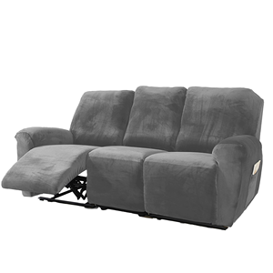 Stretch Velvet Modern Style Comfortable Sofa <b>Slipcover</b> Set for Sectional Recliner Seats Customizable Color Fits Most Recliners - Product Image 1