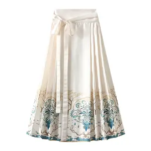 Женская традиционная винтажная юбка Hanfu, плиссированная юбка Hanfu, разноцветная юбка, комплект 2024 работы, плиссированная уличная одежда