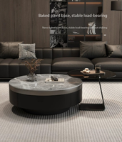 Luxuriöses Skandinavisches Steinplatten-Oval-Couchtisch-Set für das Moderne Minimalistische Wohnzimmer für Kleine Häuser