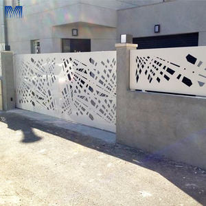 Diseño automático moderno de metal resistente al fuego puerta <span class=keywords><strong>principal</strong></span> material de corte por láser panel de valla de puerta compuesta de aluminio marrón - Product Image 4