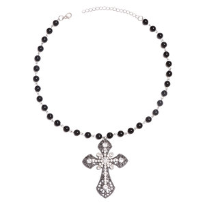 Collar de Perlas Cruzadas con Diseño Geométrico y Engaste de Aleación de Zinc, Joyería de Fiesta, Gargantilla para Mujer - Product Image 3