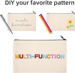 Diy Craft Makeup <b>Toiletries</b> Stationery <b>Storage</b> Pencil Case Zipper Canvas White Black Blank Cosmetic Bag - Product Image 5