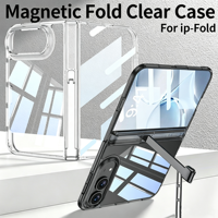 Étui de téléphone pliable transparent magnétique pour iPhone Duo avec béquille antichoc