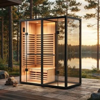 Sauna infrarouge en bois massif 2026 en promotion avec douche turque pour usage en hall, adapté aux familles, facile à utiliser et à installer