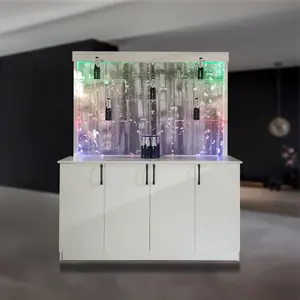 Led free standing water bubble wall with cabinet water feature with bubbles and remote controller for home decor