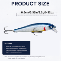 8.5cm 9.2g Yüzen Minnow Balıkçılık Yemi 10 Renk Yapay Sert Yem Wobbler Üçlü Kancalı