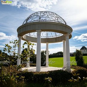 Patio Villa Paisajismo Proyecto Piedra Cúpula Superior Mármol Blanco Gazebo - Product Image 4