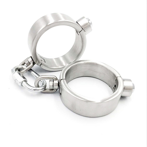 Nero emper divertimento per adulti manette piedi in acciaio inox premere il tasto di blocco semplice e conveniente di sesso maschile femminile SM vincolante Gioco - Product Image 4