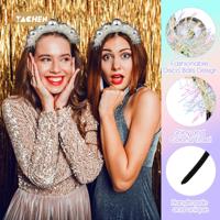 YACHEN Silber Disco Ball Stirnbänder Disco Ball Kopf bedeckung Kostüm Zubehör für Frauen Mädchen Silvester Party Zubehör