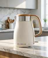 Bouilloire électrique vintage sans fil en acier inoxydable 1,8 L, 1000-1800W, base rotative à 360°, arrêt automatique, grande capacité