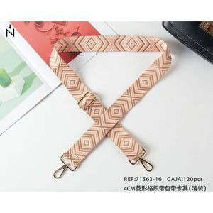 Cinghia in tessuto con motivo a rombi da 4 cm, beige, per borsa a mano - Product Image 3