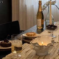 Bougie de bien-être minimaliste en céramique marron brillante à bord festonné, parfumée pour les fêtes, à combustion propre, style Ferme Bohème pour la maison et les fêtes