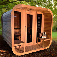 Sauna Eléctrica de Diseño Moderno en Forma de Cubo, de Cedro Rojo, para 4-6 Personas, de Uso Comercial, para Exteriores, con Puerta Lateral, Nueva Llegada