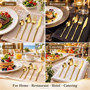 European Stainless Steel Cutlery <b>Set</b> Gold Silver Western <b>Steak</b> <b>Knife</b> Dishwasher Safe Metal Silverware for Wedding Event Gifts - Product Image 6