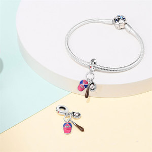 Breloques originales plaquées argent, série sport, breloques <span class=keywords><strong>pour</strong></span> <span class=keywords><strong>bracelet</strong></span>, football, badminton, volley-ball, pendentif DIY, compatibles avec les bracelets <span class=keywords><strong>Pandora</strong></span> - Product Image 3