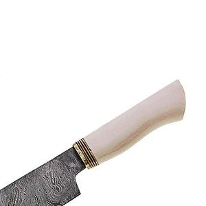 Couteau de chef professionnel en acier Damas de qualité supérieure avec manche en bois, couteau de chef en acier Damas fait main et forgé sur mesure - Product Image 5