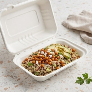 Boîte à emporter en bagasse de canne à sucre écologique 580 ml, robuste, compostable, biodégradable, compatible micro-ondes, résistante à l'huile et à l'eau - Product Image 5