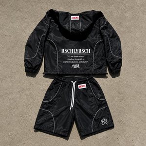Tute Sportive Personalizzate DCY per <span class=keywords><strong>Uomo</strong></span>, Set Corto Unisex, Giacca a Vento con Cappuccio <span class=keywords><strong>Nera</strong></span> OEM - Product Image 2