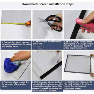 Thiết kế hiện đại tự dính cửa sổ màn hình màu đen sợi thủy tinh muỗi côn trùng Net với dính móc cho nội thất cửa sổ bảo vệ - Product Image 6