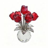 Ornamen Buket Mawar Kristal Berkilau dengan Bunga Multi Kepala, Dekorasi Meja untuk Rumah, Suvenir Pernikahan, dan Hadiah Ulang Tahun.