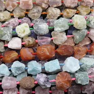 Ham kaya Mineral taş boncuk DIY takı Reiki şifa renkli doğal Citrines Amethysts gargarkristal kuvars boncuk