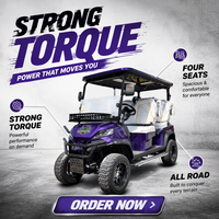 Voiturette de golf électrique tout-terrain surélevée 4 places avec batterie au lithium 72V