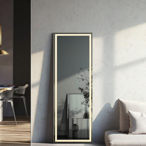 Miroir sur pied en bois de style moderne et luxueux tendance 2025 pour salon, design personnalisé, pleine longueur, avec éclairage LED mural - Product Image 5