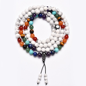 Bestone 7 Chakra Mala preghiera <span class=keywords><strong>rosario</strong></span> perline 108 meditazione guarigione <span class=keywords><strong>pietre</strong></span> collana lunga braccialetto multistrato - Product Image 5