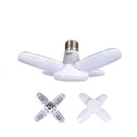 Ampoule LED Déformation Lampe LED pliante E27 Vis à quatre feuilles 4 + 1 lampe à feuilles 28W Ventilateur Lame Timing Lampe Ampoule Garage Lumière