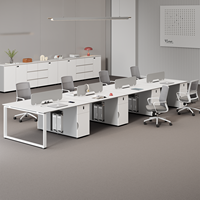 Poste de travail modulaire moderne en bois massif pour personnel - Bureau double ergonomique avec tiroir de rangement et gestion des câbles